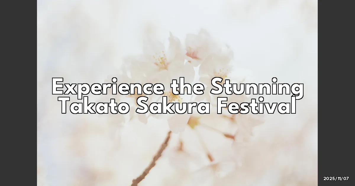 EyeCatchTitle: Why You Shouldn't Miss the Magical Takato Sakura Festival in Nagano